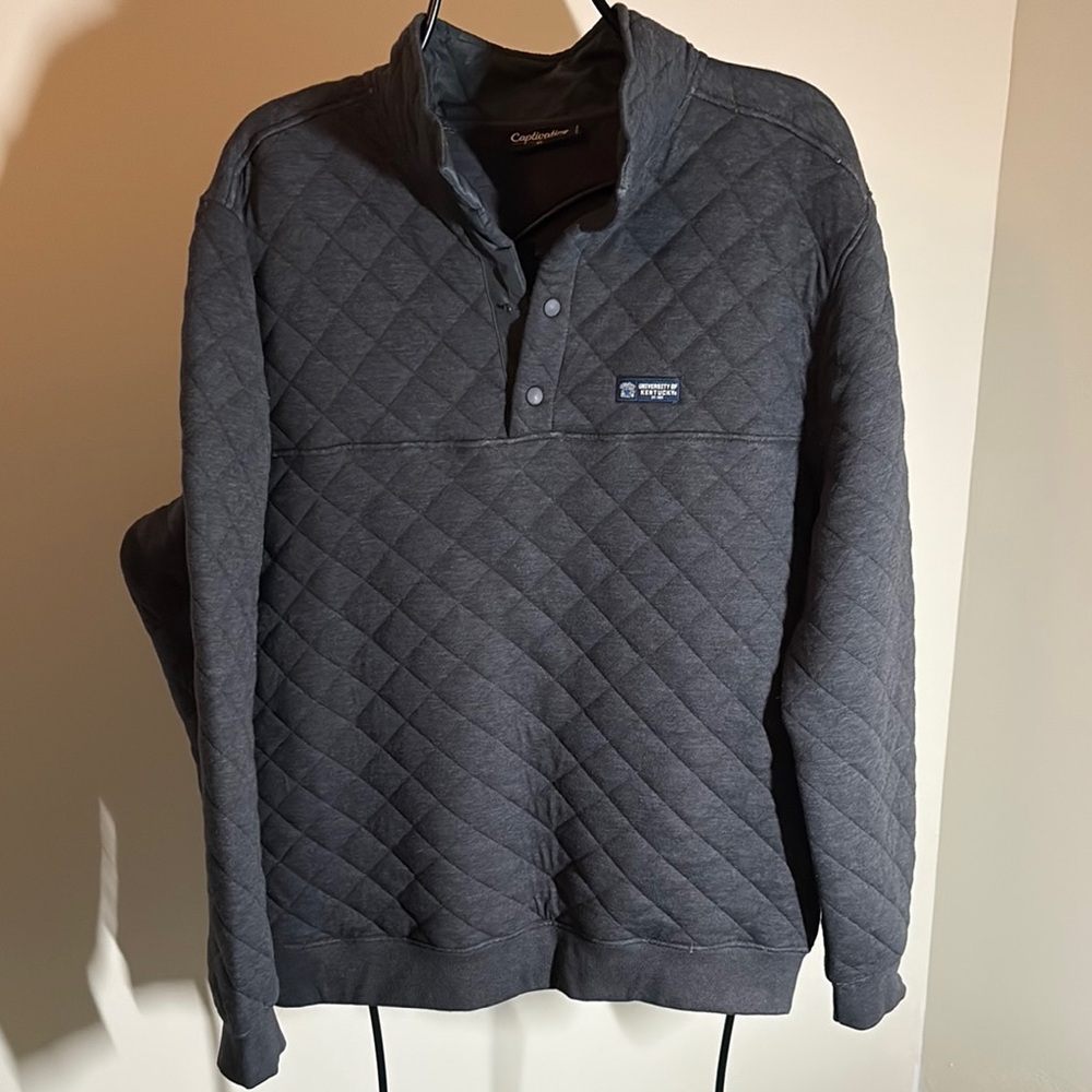 University of Kentucky UK Gray Quilted Pullover Sweatshirt 1/4 snap neck XL